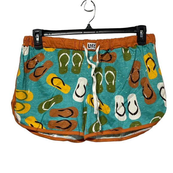 Lazy One Flip Flops sandals sandal print Women's lounge Shorts Size L - Picture 1 of 4
